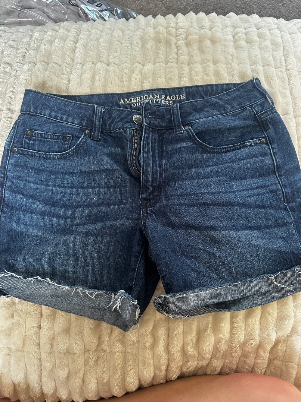 American Eagle Outfitters Dark Blue Rolled Hem Denim Shorts